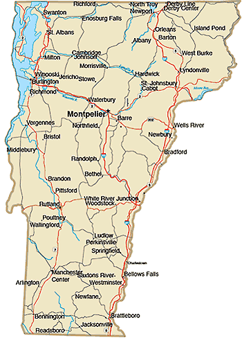 Map shows Vermont cities and towns