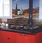 Aga Stove in the farm kitchen   at the Whetstone Brook Bed and Breakfast in Craftsbury, Vermont