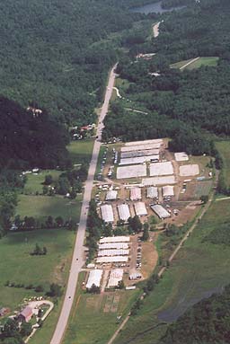 Aerial view of the Vermont Summer Festival at the Harold Beebe Farm in East Dorset, Vermont